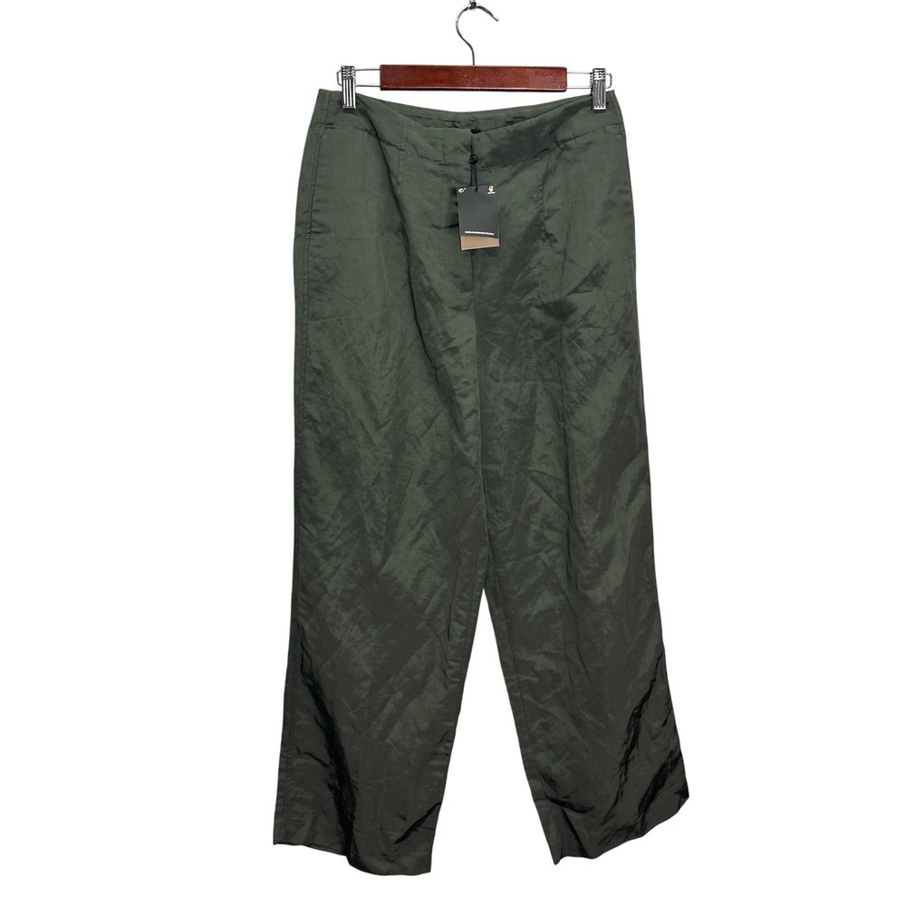 Massimo Dutti Olive Green Wide Leg Trousers High Rise Size 6 5010/558/500 NWT